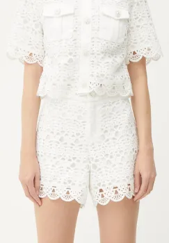 Morgan pantaloni scurti culoarea alb, neted, high waist, SHENTEL imagine