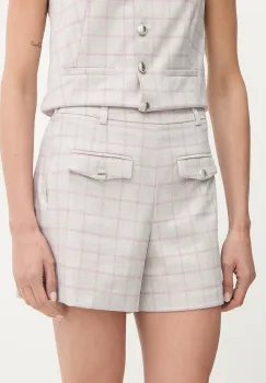 Morgan pantaloni scurti culoarea gri, cu imprimeu, high waist, SHOLO.F imagine