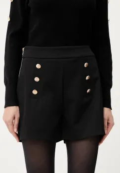 Morgan pantaloni scurti culoarea negru, cu imprimeu, high waist, SHUSE.F imagine