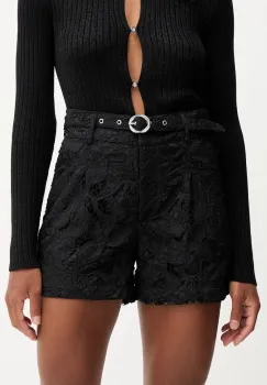 Morgan pantaloni scurti culoarea negru, uni, high waist, SHANTAL imagine