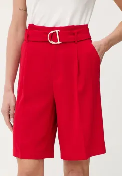 Morgan pantaloni scurti culoarea rosu, uni, high waist, SHESTY.F imagine