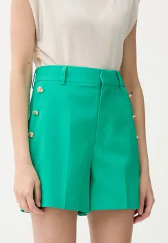 Morgan pantaloni scurti culoarea verde, uni, high waist, SHAKOY imagine