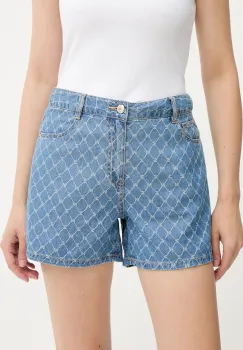 Morgan pantaloni scurti jeans cu imprimeu, high waist, SHEL imagine
