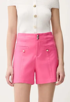 Morgan pantaloni scurti SHADO.F culoarea roz, neted, high waist, SHADO.F imagine