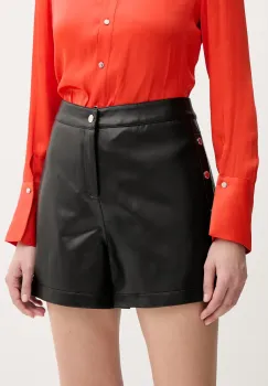 Morgan pantaloni scurti SHELLY culoarea negru, uni, high waist, SHELLY imagine