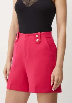 Morgan pantaloni scurti SHESK.F femei, culoarea roz, neted, high waist, SHESK.F imagine