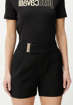 Morgan pantaloni scurti SHOU.F culoarea negru, uni, high waist, SHOU.F imagine