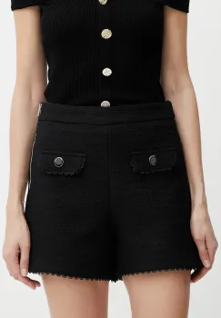 Morgan pantaloni scurti SHROXA culoarea negru, uni, high waist, SHROXA imagine
