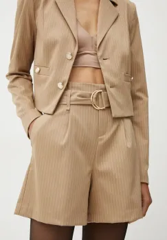 Morgan pantaloni scurti SHURY.F femei, culoarea bej, modelator, high waist, SHURY.F imagine