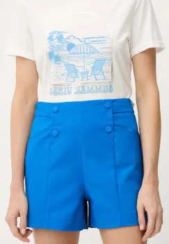 Morgan pantaloni scurti uni, high waist, SHEON imagine