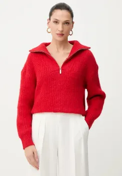 Morgan pulover culoarea rosu, calduros, cu turtleneck, MFLAMI imagine