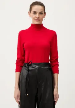 Morgan pulover culoarea rosu, light, cu guler, MFLORIA imagine