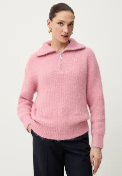 Morgan pulover culoarea roz, calduros, cu turtleneck, MFLAMI imagine