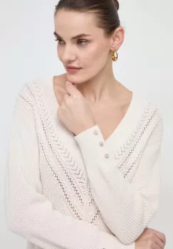 Morgan pulover de bumbac culoarea bej imagine