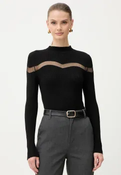 Morgan pulover din amestec de lana culoarea negru, light, cu turtleneck, MVAL imagine