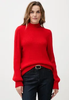 Morgan pulover din amestec de lana culoarea rosu, cu guler, MLEONAR imagine