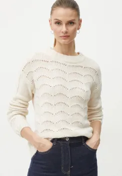 Morgan pulover din amestec de lana MDAMON femei, culoarea bej, MDAMON imagine