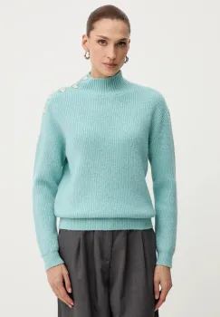 Morgan pulover din amestec de lana MSTORI culoarea roz, cu turtleneck, MSTORI imagine