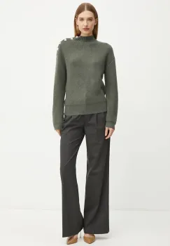 Morgan pulover din amestec de lana MSTORI femei, culoarea verde, cu turtleneck, MSTORI imagine