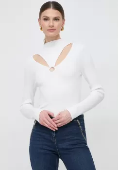 Morgan pulover femei, culoarea alb, light, cu turtleneck imagine