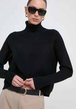 Morgan pulover femei, culoarea negru, cu guler imagine