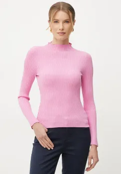 Morgan pulover MAIKIA femei, culoarea roz, light, cu turtleneck, MAIKIA imagine
