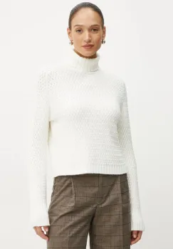 Morgan pulover MCOURTA femei, culoarea bej, cu guler, MCOURTA imagine