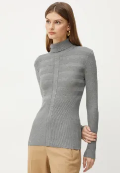 Morgan pulover MENTOS.M femei, culoarea gri, cu guler, MENTOS.M imagine
