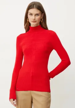 Morgan pulover MENTOS.M femei, culoarea rosu, cu guler, MENTOS.M imagine