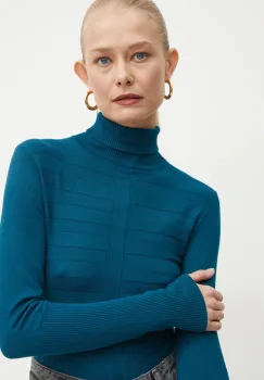 Morgan pulover MENTOS.M femei, culoarea turcoaz, cu guler, MENTOS.M imagine