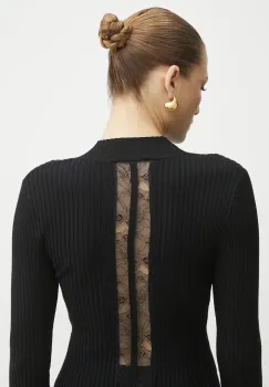 Morgan pulover MLACY femei, culoarea negru, cu guler, MLACY imagine