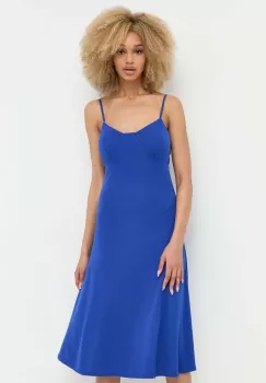 Morgan rochie culoarea albastru marin, midi, evazati imagine