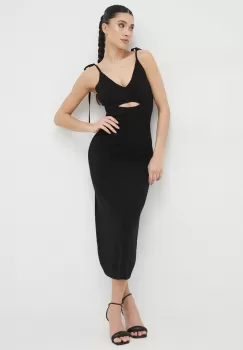 Morgan rochie culoarea negru, maxi, evazati imagine