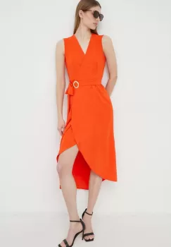 Morgan rochie culoarea portocaliu, midi, evazati imagine