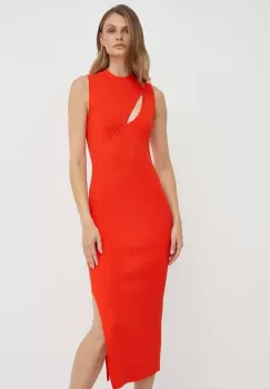 Morgan rochie culoarea portocaliu, midi, mulata imagine