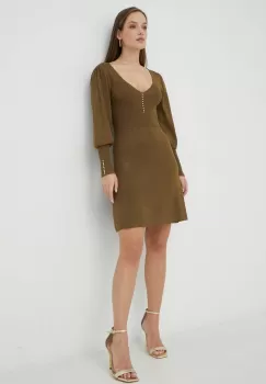 Morgan rochie culoarea verde, mini, mulata imagine