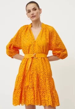 Morgan rochie din bumbac RFLAM culoarea portocaliu, mini, drept, RFLAM imagine