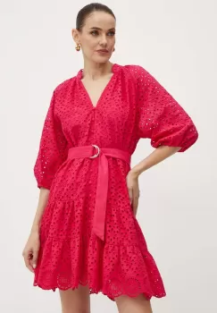 Morgan rochie din bumbac RFLAM culoarea roz, mini, evazati, RFLAM imagine