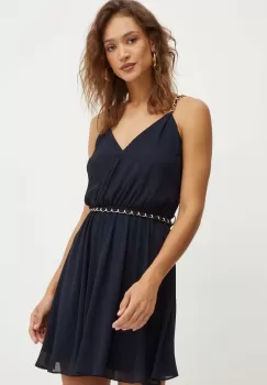 Morgan rochie RENODO culoarea albastru marin, mini, evazati, RENODO imagine