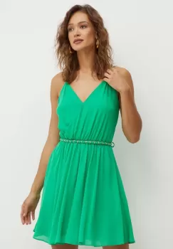 Morgan rochie RENODO culoarea verde, mini, evazati, RENODO imagine