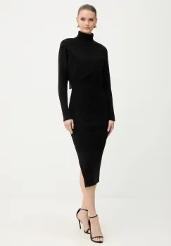 Morgan rochie si pulover culoarea negru, midi, mulata, RMORIA imagine
