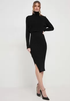 Morgan rochie si pulover culoarea negru, mini, mulata imagine