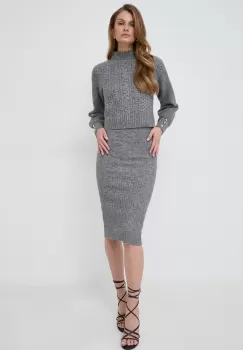 Morgan rochie si pulover din amestec de lana culoarea gri, mini, mulata imagine