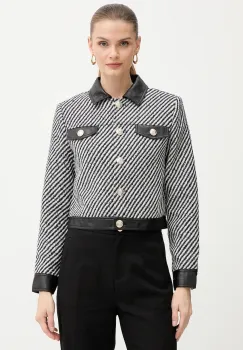 Morgan sacou culoarea negru, un singur rand de nasturi, cu imprimeu, VEGGO imagine