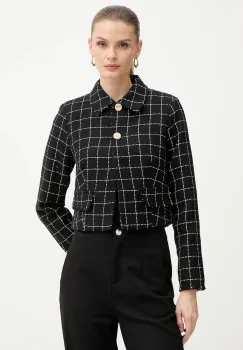 Morgan sacou culoarea negru, un singur rand de nasturi, cu imprimeu, VILMA imagine