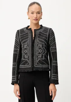 Morgan sacou culoarea negru, un singur rand de nasturi, cu model, VCLIKY imagine