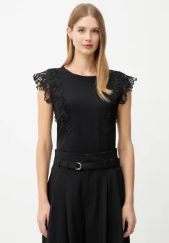 Morgan tricou din bumbac culoarea negru, DFLOWER imagine