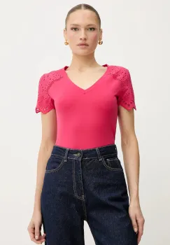 Morgan tricou din bumbac culoarea roz, DMATY imagine