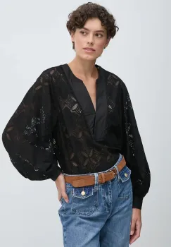 Mos Mosh bluza femei, culoarea negru, neted imagine