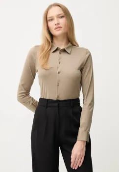 Mos Mosh camasa din bumbac culoarea negru, cu guler clasic, regular imagine